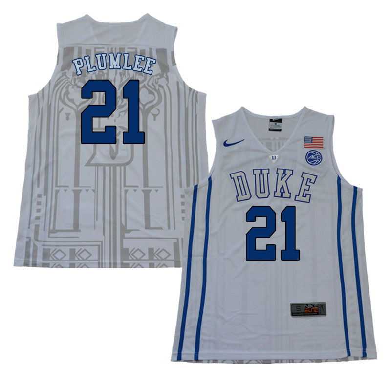 Duke Blue Devils #21 Miles Plumlee College Basketball Jerseys Sale-White
